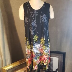 Tropical Print Sleeveless Dress Made By Tiki Palm Size Large